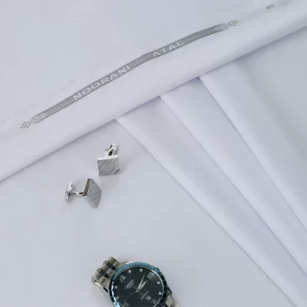 h&y Atal Crystal White - Blended Unstitched Fabric
