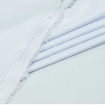 Al Maknoon Pure White - Men Blended Unstitched Fabric